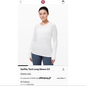 Brand New Lululemon Swiftly Tech Long Sleeve 2.0